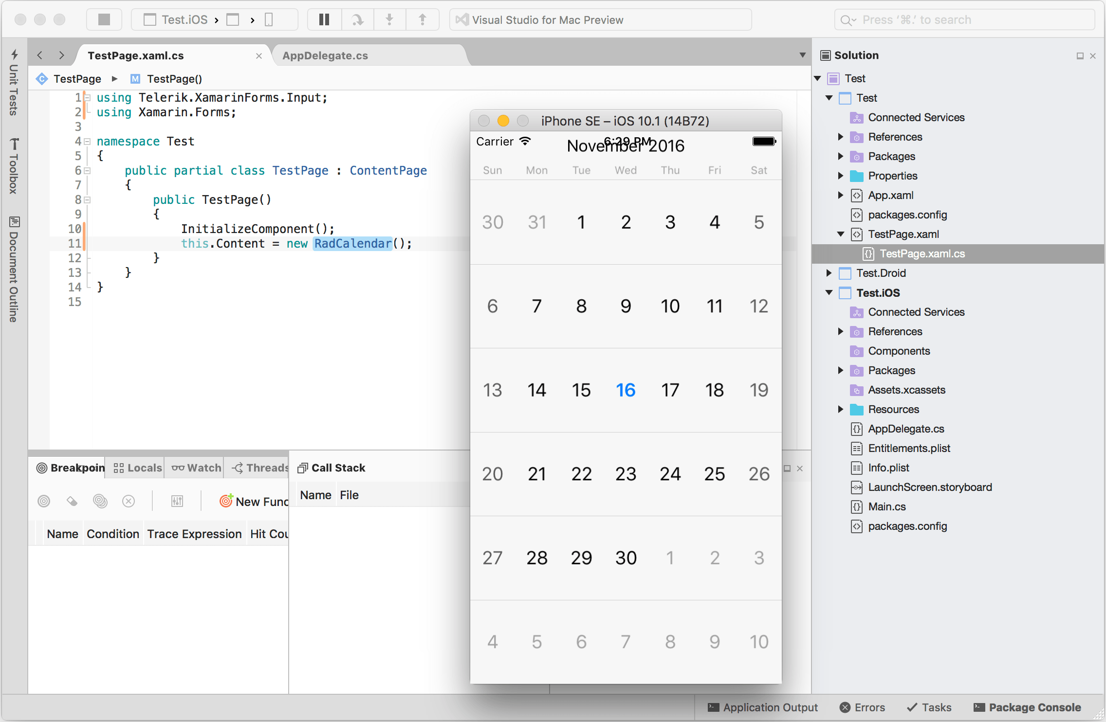 xamarin forms project in visual studio for mac